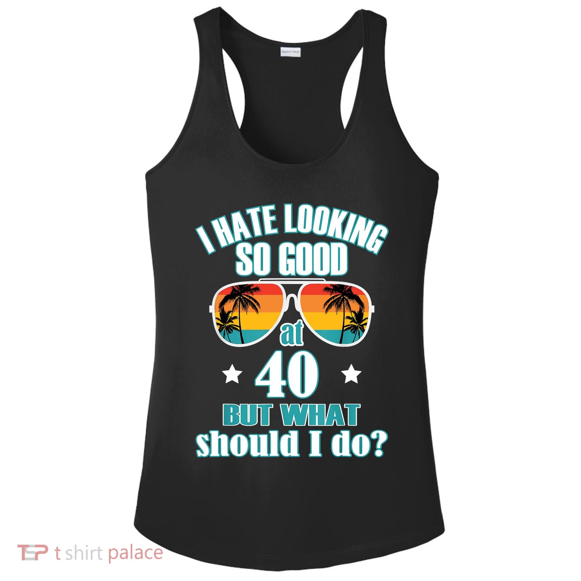 40th Birthday For Men Women 40th Anniversary Ladies PosiCharge Competitor Racerback Tank
