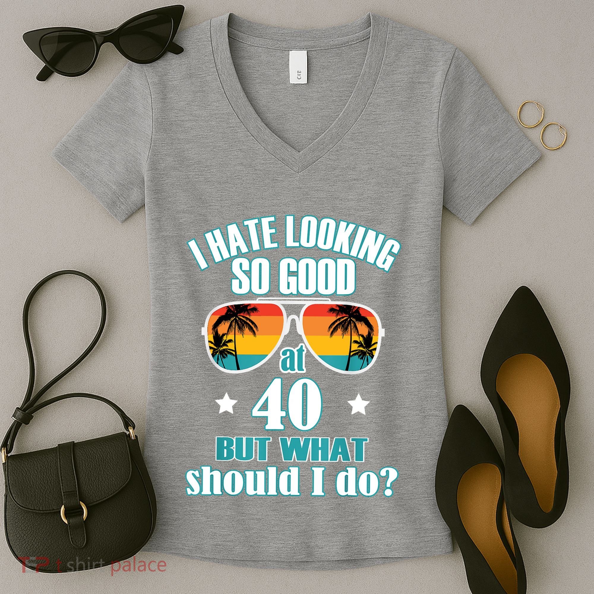 40th Birthday For Men Women 40th Anniversary Women's V-Neck T-Shirt
