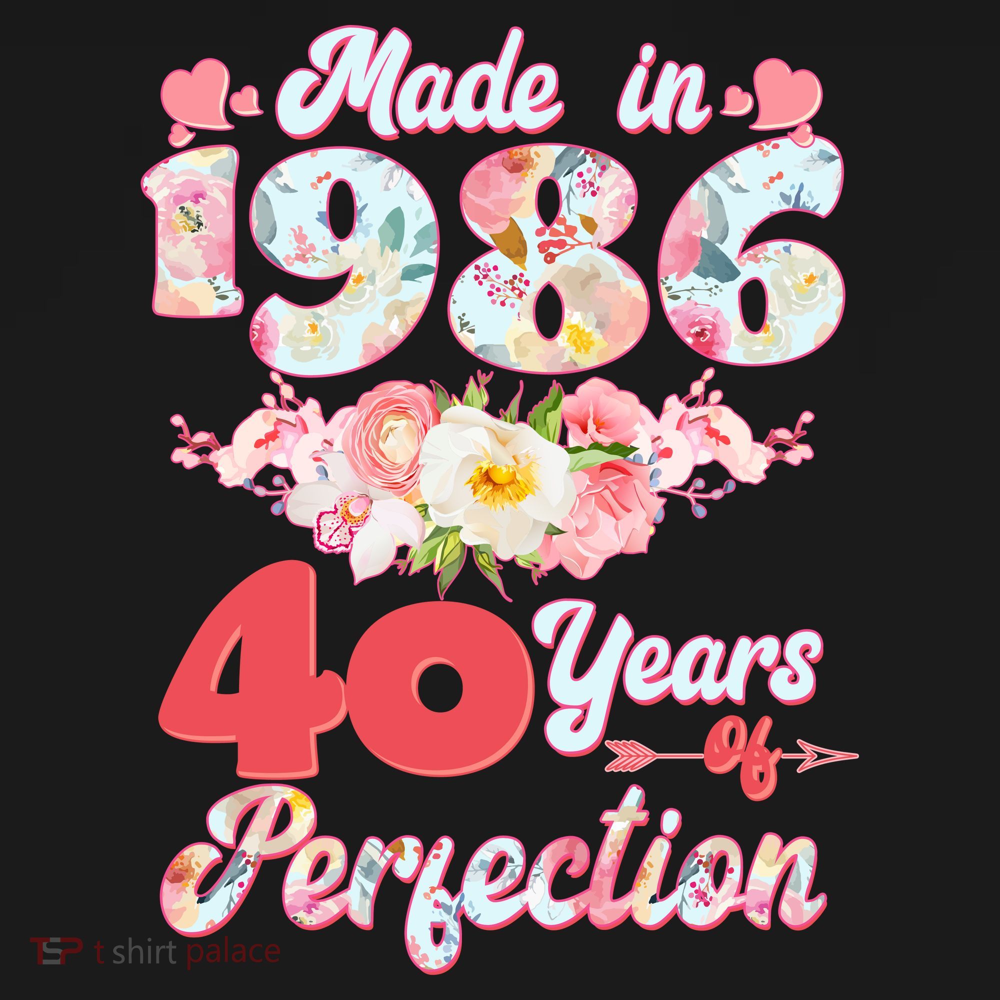 40th Birthday Floral Made In 1986 40 Years Of Perfection Women's Hoodie