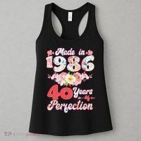 40th Birthday Floral Made In 1986 40 Years Of Perfection Women's Tank Top thumb 3