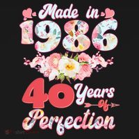 40th Birthday Floral Made In 1986 40 Years Of Perfection Women's Tank Top thumb 5