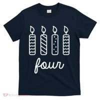 4th Birthday Four Year Old Birthday Girl Candles T-Shirt thumb 0