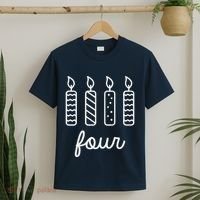 4th Birthday Four Year Old Birthday Girl Candles T-Shirt thumb 2