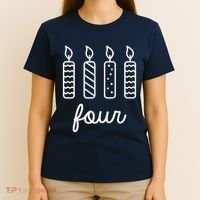 4th Birthday Four Year Old Birthday Girl Candles T-Shirt thumb 4