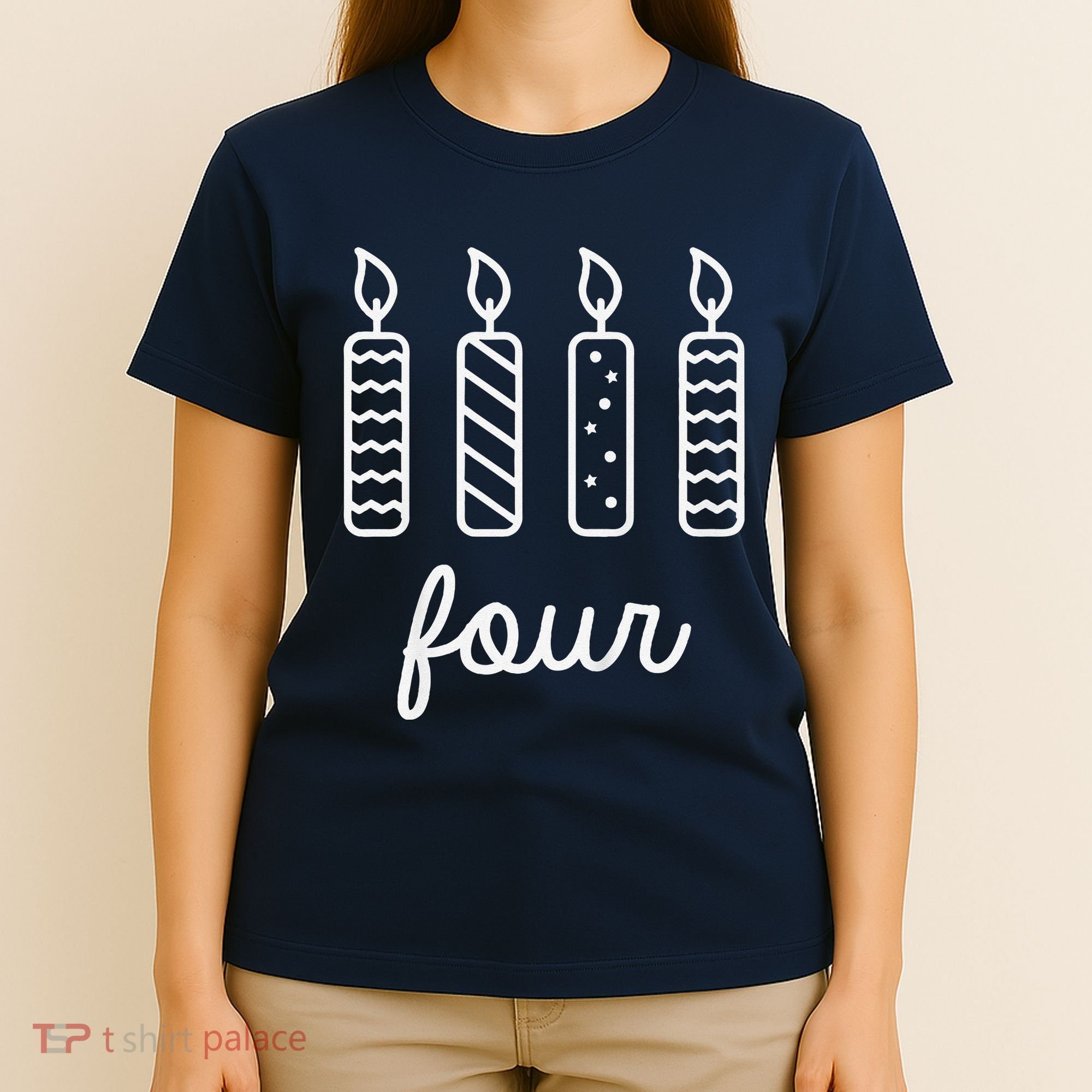 4th Birthday Four Year Old Birthday Girl Candles T-Shirt