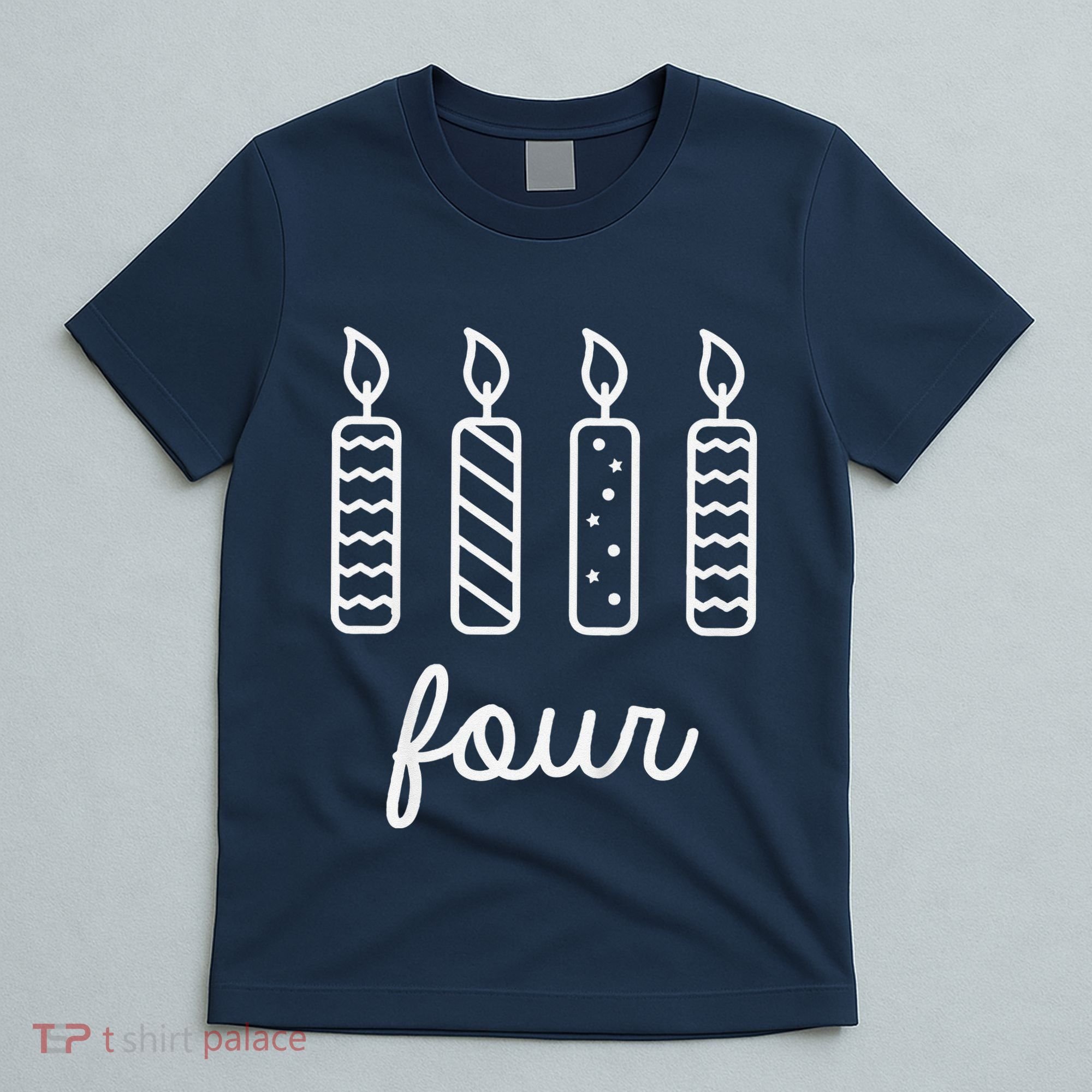4th Birthday Four Year Old Birthday Girl Candles T-Shirt