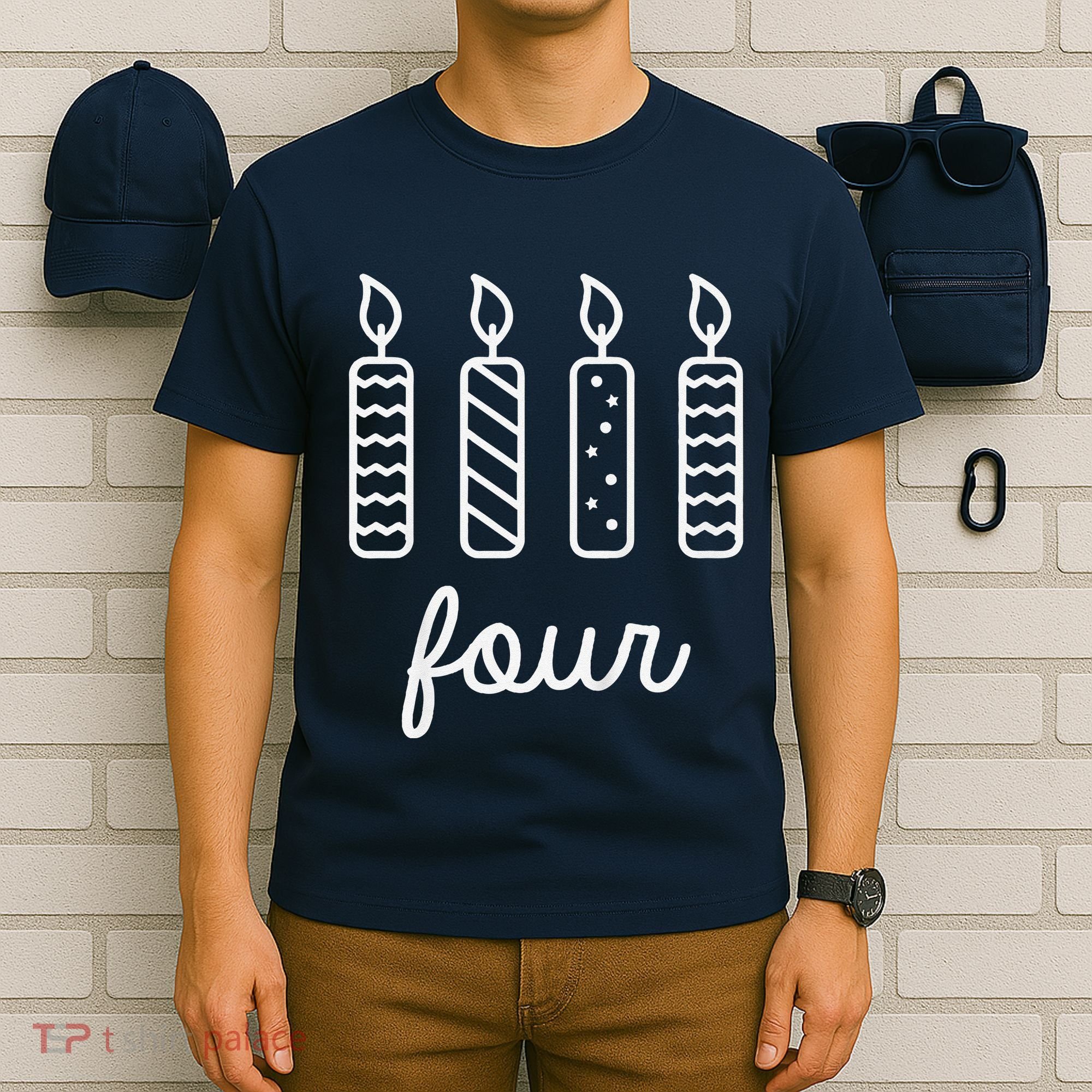4th Birthday Four Year Old Birthday Girl Candles T-Shirt