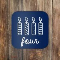 4th Birthday Four Year Old Birthday Girl Candles Coaster thumb 0