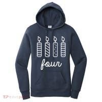 4th Birthday Four Year Old Birthday Girl Candles Women's Hoodie thumb 0
