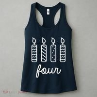 4th Birthday Four Year Old Birthday Girl Candles Women's Tank Top thumb 3