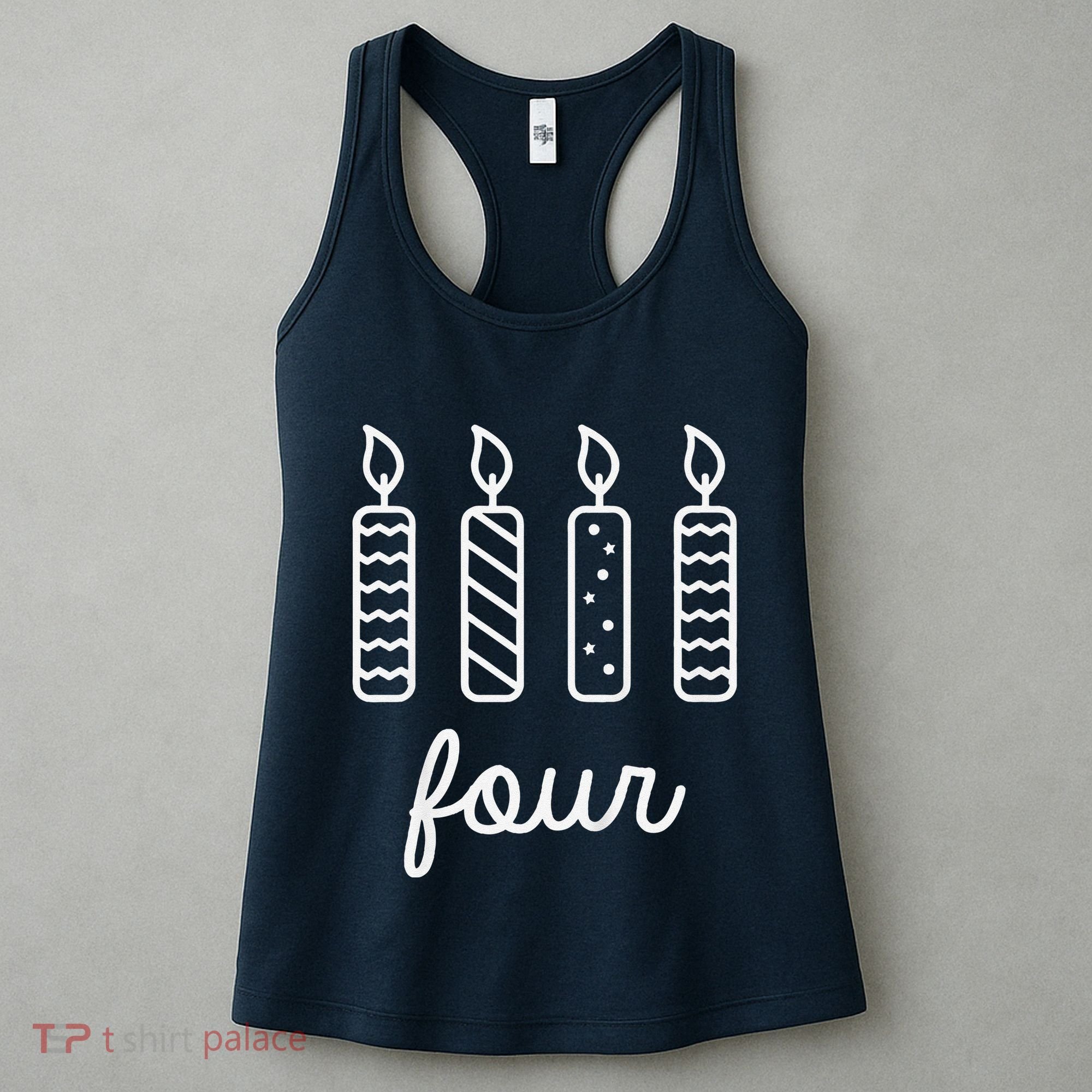 4th Birthday Four Year Old Birthday Girl Candles Women's Tank Top