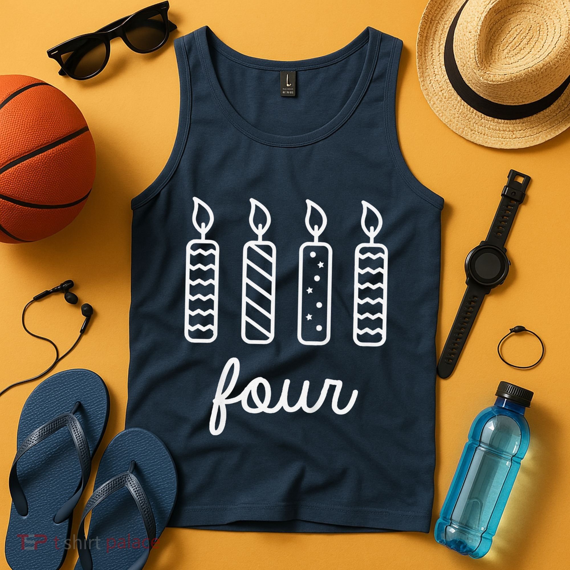 4th Birthday Four Year Old Birthday Girl Candles Tank Top
