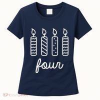 4th Birthday Four Year Old Birthday Girl Candles Women's T-Shirt thumb 0