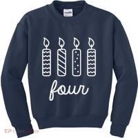 4th Birthday Four Year Old Birthday Girl Candles Kids Sweatshirt thumb 0