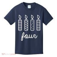 4th Birthday Four Year Old Birthday Girl Candles Kids T-Shirt thumb 0