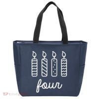 4th Birthday Four Year Old Birthday Girl Candles Tote Bag thumb 0