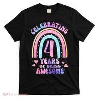 4th Birthday Girl Tie Dye 4 Years Of Being Awesome Bday T-Shirt thumb 0