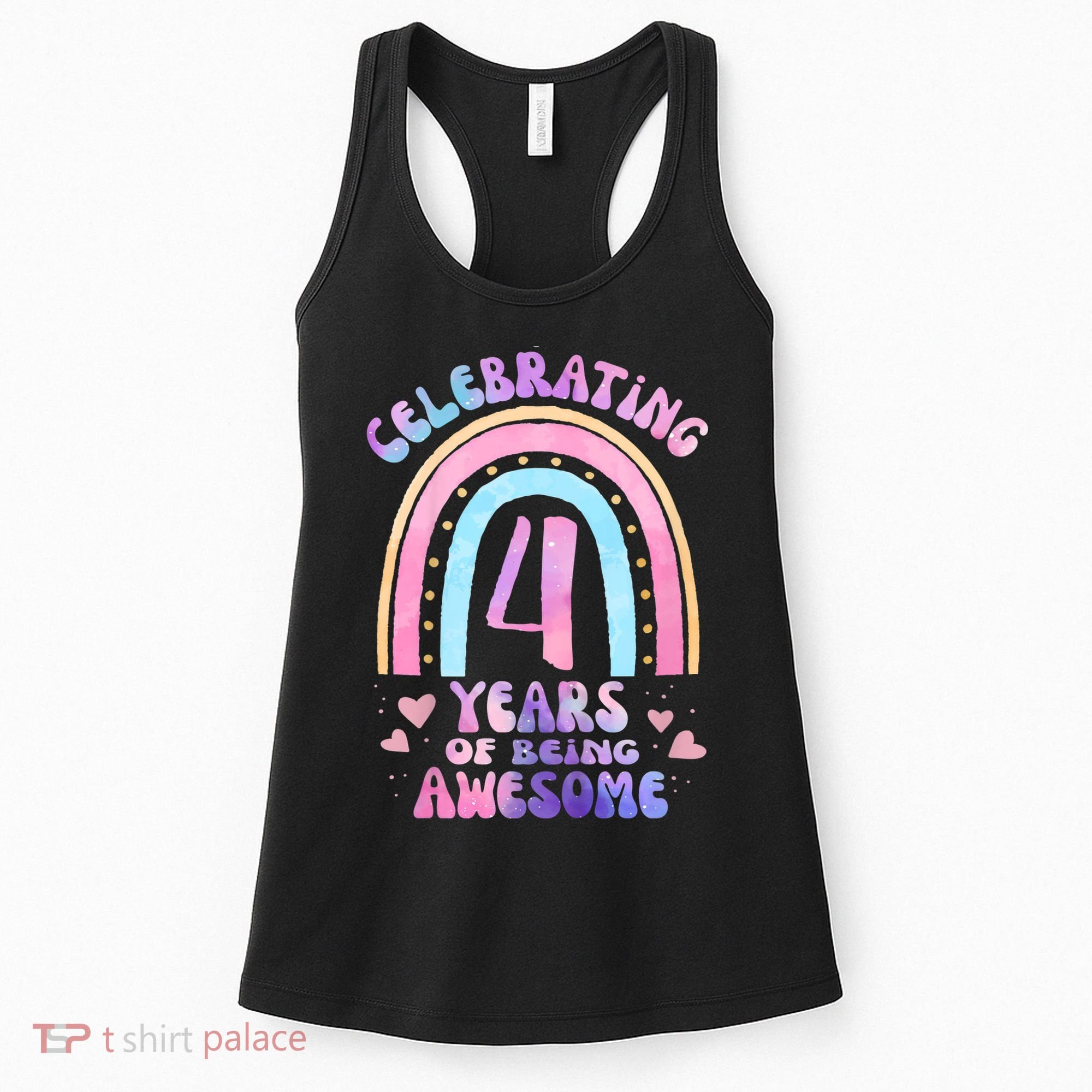 4th Birthday Girl Tie Dye 4 Years Of Being Awesome Bday Women's Tank Top