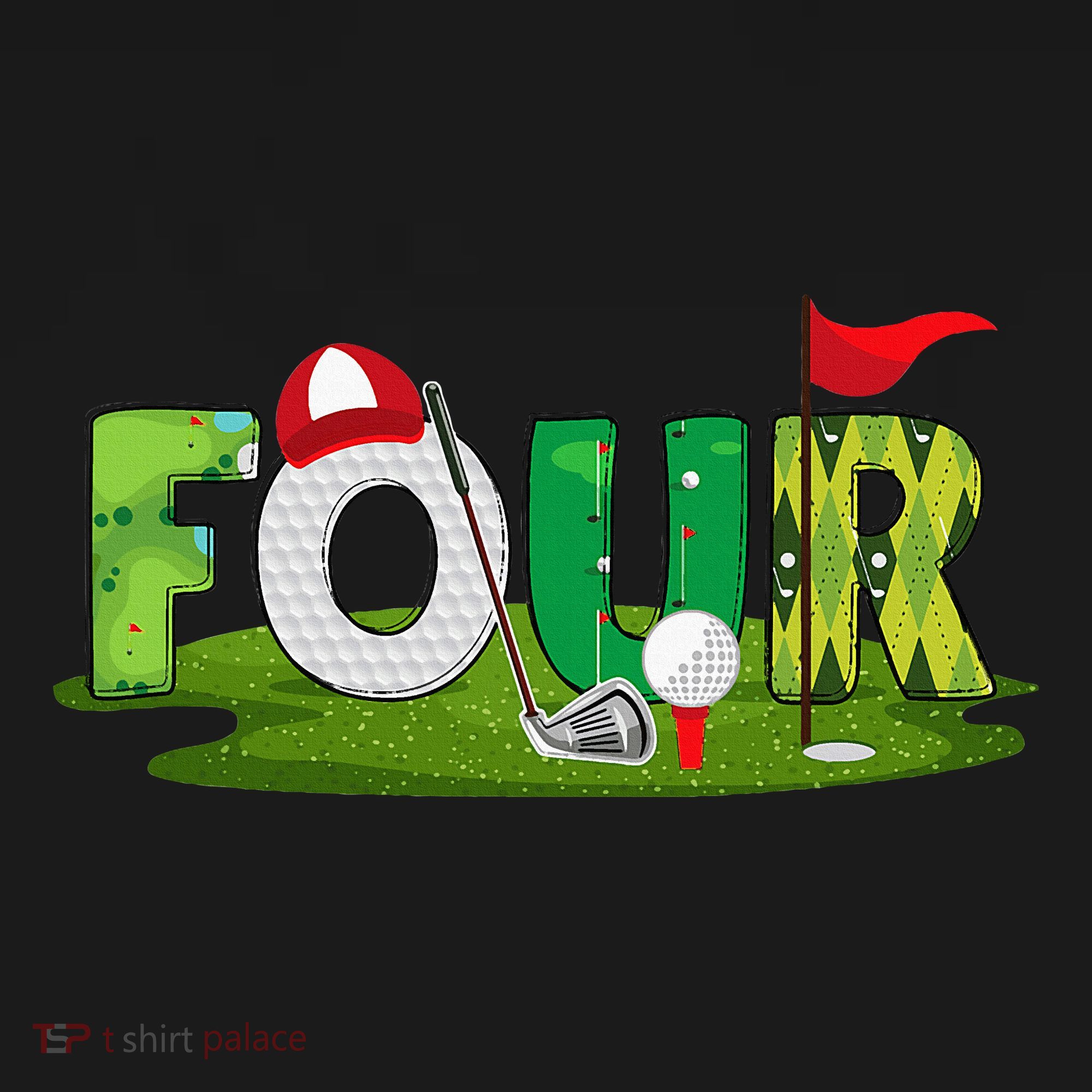 4th Birthday Golf Theme 4 Year Old Sport Party Kids T-Shirt