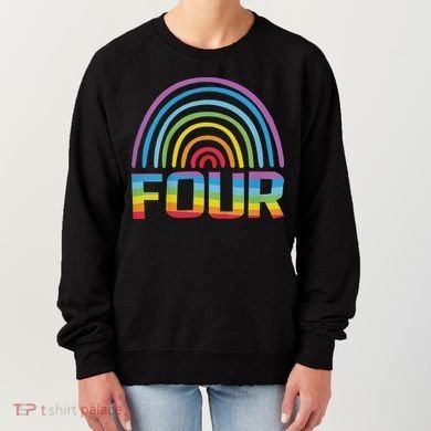 4th Birthday Gift Rainbow Fan 4 Years Old 4 Bday Women's Sweatshirt