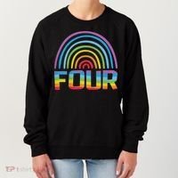 4th Birthday Gift Rainbow Fan 4 Years Old 4 Bday Women's Sweatshirt thumb 0