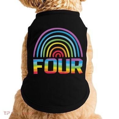 4th Birthday Gift Rainbow Fan 4 Years Old 4 Bday Doggie Tank
