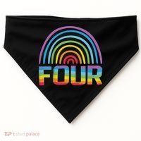 4th Birthday Gift Rainbow Fan 4 Years Old 4 Bday USA-Made Doggie Bandana thumb 0