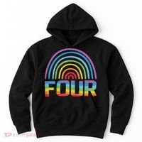 4th Birthday Gift Rainbow Fan 4 Years Old 4 Bday Hoodie thumb 0