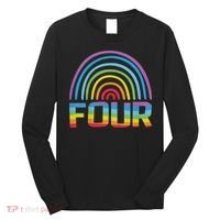 4th Birthday Gift Rainbow Fan 4 Years Old 4 Bday Long Sleeve Shirt thumb 0