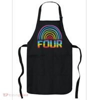 4th Birthday Gift Rainbow Fan 4 Years Old 4 Bday Apron thumb 0