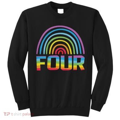 4th Birthday Gift Rainbow Fan 4 Years Old 4 Bday Sweatshirt