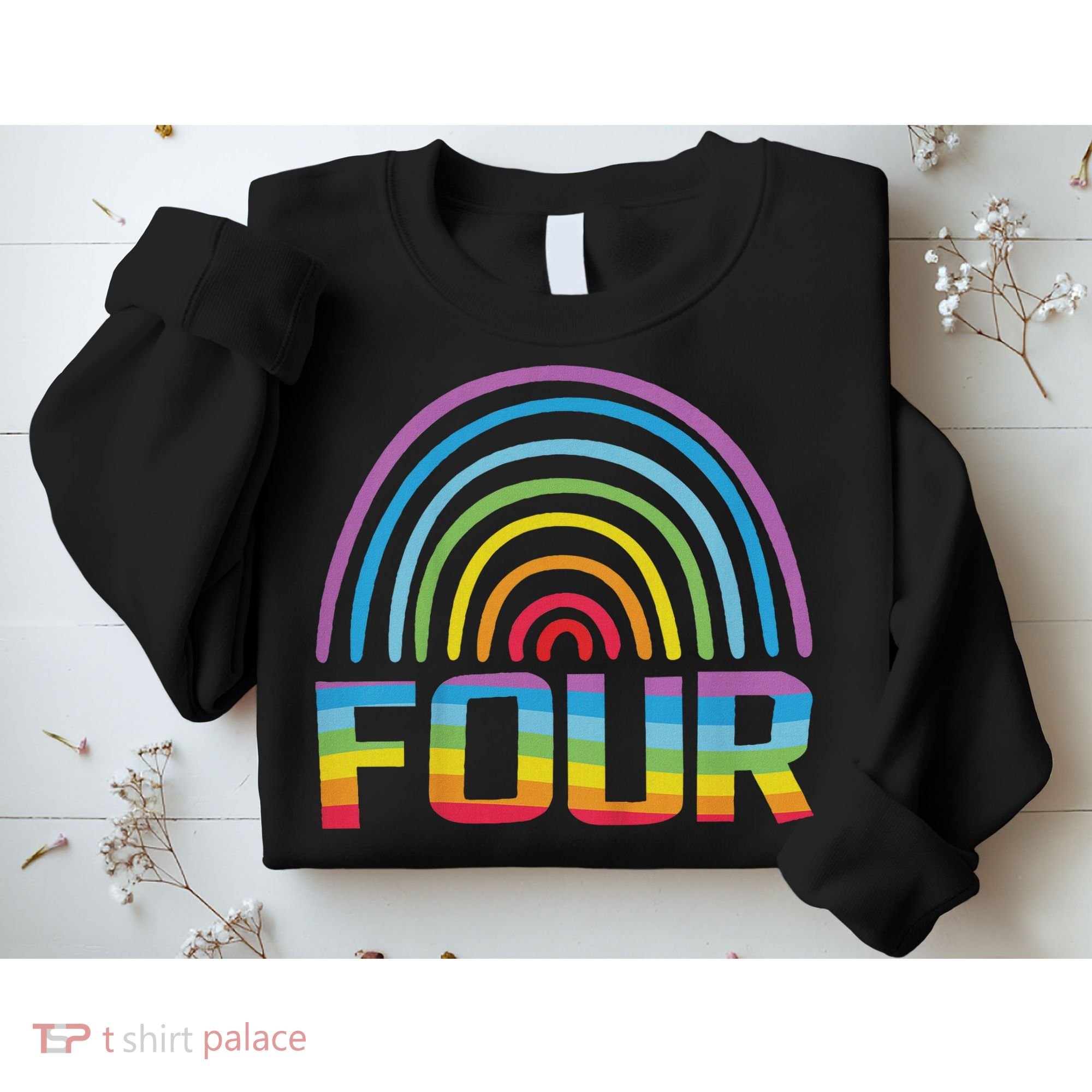 4th Birthday Gift Rainbow Fan 4 Years Old 4 Bday Sweatshirt