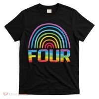 4th Birthday Gift Rainbow Fan 4 Years Old 4 Bday T-Shirt thumb 0
