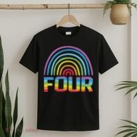 4th Birthday Gift Rainbow Fan 4 Years Old 4 Bday T-Shirt thumb 2