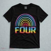 4th Birthday Gift Rainbow Fan 4 Years Old 4 Bday T-Shirt thumb 5