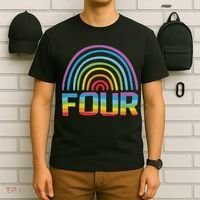 4th Birthday Gift Rainbow Fan 4 Years Old 4 Bday T-Shirt thumb 6