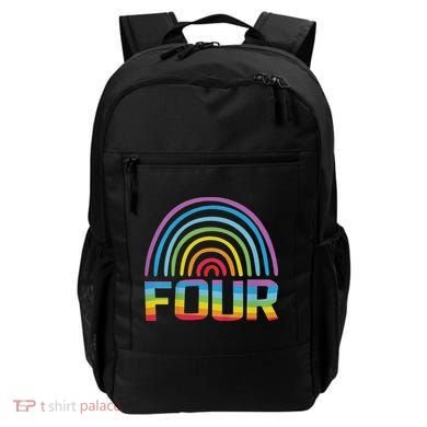 4th Birthday Gift Rainbow Fan 4 Years Old 4 Bday Backpack