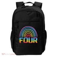 4th Birthday Gift Rainbow Fan 4 Years Old 4 Bday Backpack thumb 0