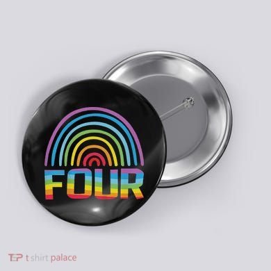 4th Birthday Gift Rainbow Fan 4 Years Old 4 Bday Button