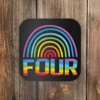 4th Birthday Gift Rainbow Fan 4 Years Old 4 Bday Coaster thumb 0