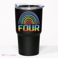 4th Birthday Gift Rainbow Fan 4 Years Old 4 Bday Tumbler thumb 0