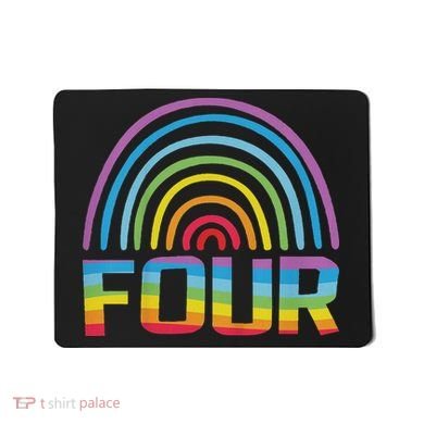 4th Birthday Gift Rainbow Fan 4 Years Old 4 Bday Mousepad