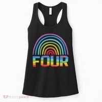 4th Birthday Gift Rainbow Fan 4 Years Old 4 Bday Women's Tank Top thumb 0