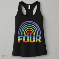 4th Birthday Gift Rainbow Fan 4 Years Old 4 Bday Women's Tank Top thumb 3