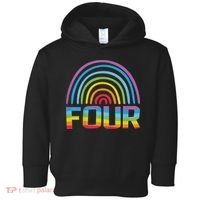 4th Birthday Gift Rainbow Fan 4 Years Old 4 Bday Toddler Hoodie thumb 0