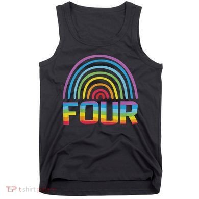 4th Birthday Gift Rainbow Fan 4 Years Old 4 Bday Tank Top
