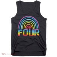 4th Birthday Gift Rainbow Fan 4 Years Old 4 Bday Tank Top thumb 0