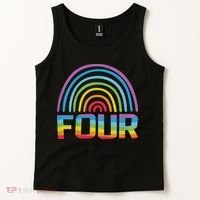 4th Birthday Gift Rainbow Fan 4 Years Old 4 Bday Tank Top thumb 2