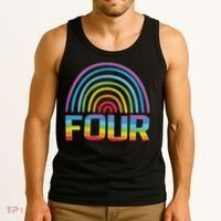 4th Birthday Gift Rainbow Fan 4 Years Old 4 Bday Tank Top thumb 3