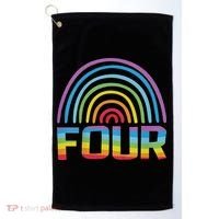 4th Birthday Gift Rainbow Fan 4 Years Old 4 Bday Golf Towel thumb 0
